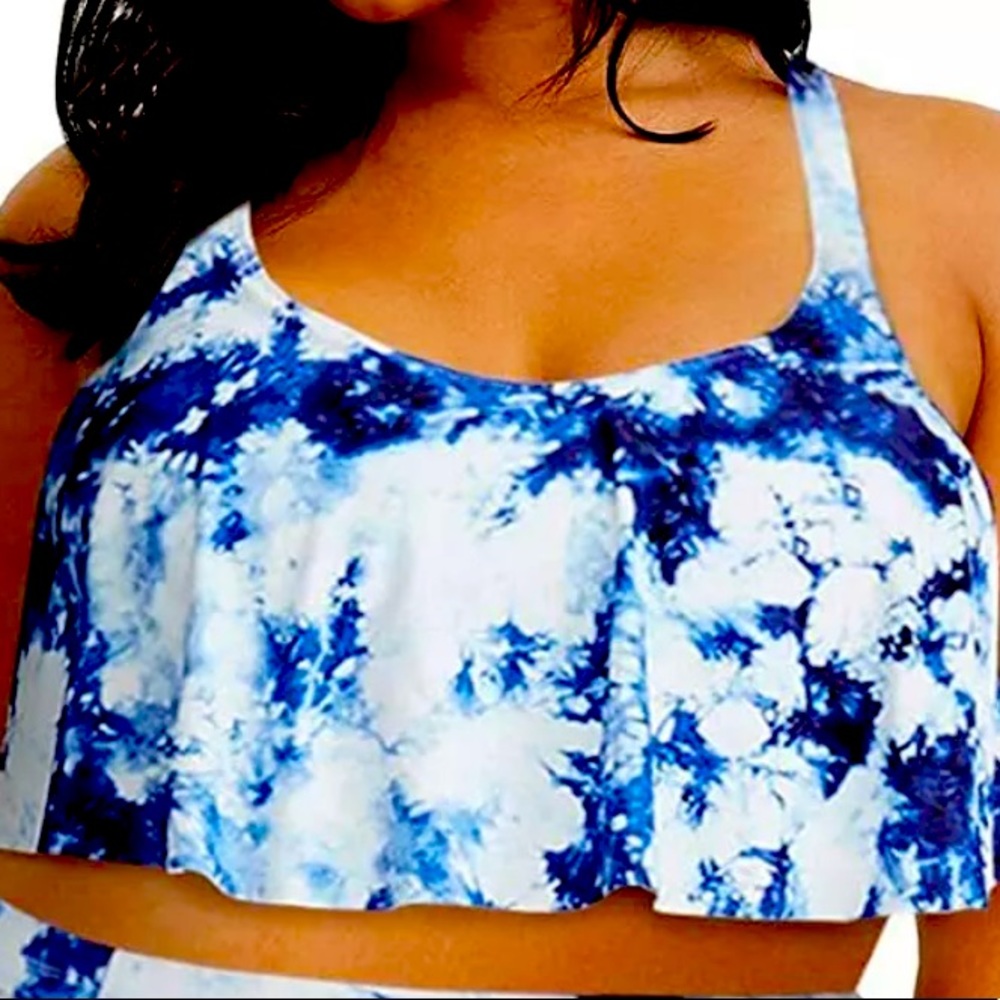 Tutorutor Womens Plus Size Swimwear Peplum Tankini Tops Tummy Control 2 Piece